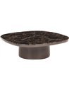 Table basse ronde brun chocolat sur fond blanc