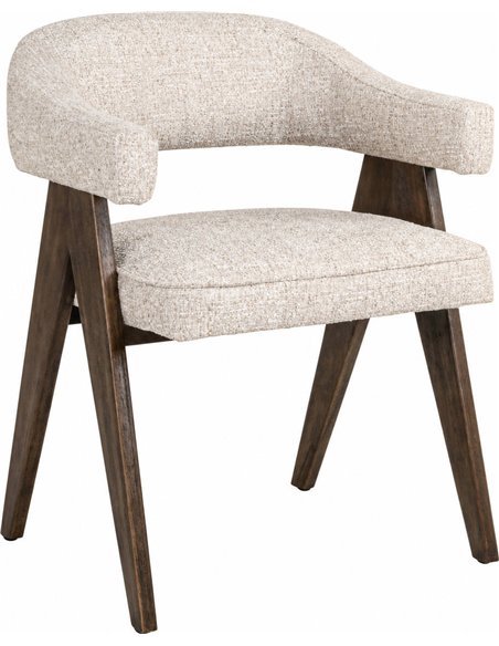 Chaise de salle à manger en tweed crème