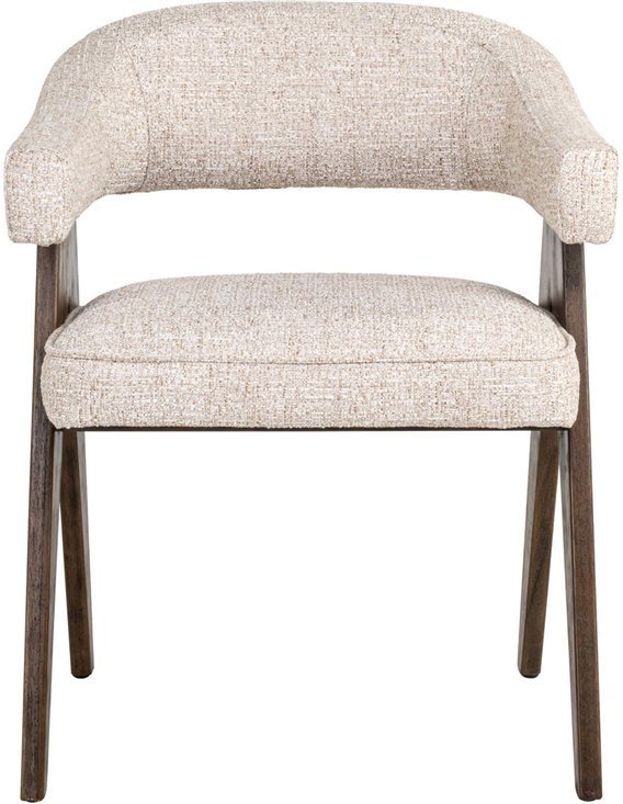 Chaise en tissu texturé et bois foncé