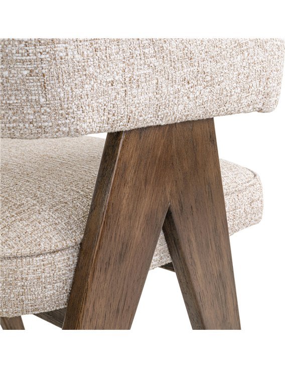 Chaise de salle à manger en tweed crème