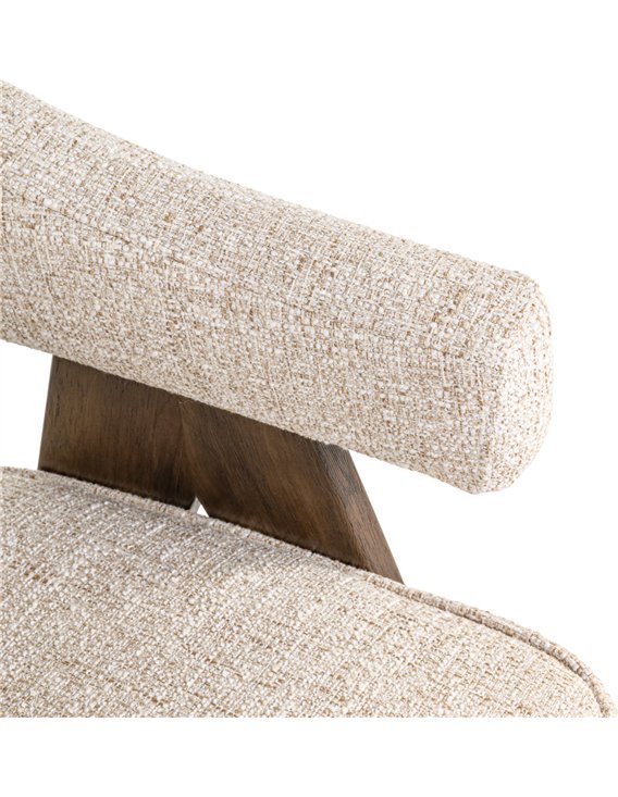 Chaise de salle à manger en tweed crème