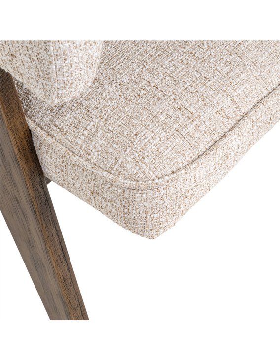 Chaise de salle à manger en tweed crème