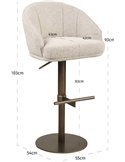 Tabouret de bar pivotant chic en tissu beige