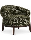 Fauteuil lounge vert motif labyrinthe vue de face