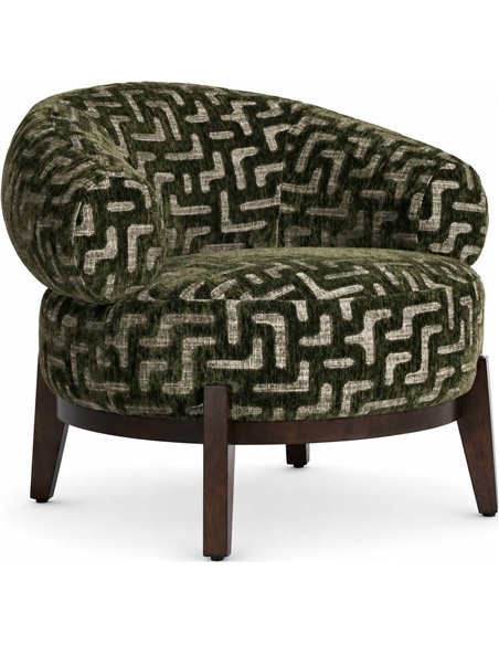 Fauteuil lounge vert motif labyrinthe vue de face