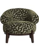 Fauteuil vert mousse au motif géométrique