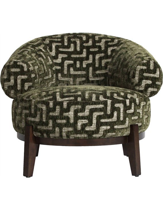 Fauteuil vert mousse au motif géométrique