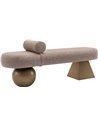 Banquette en tweed marron avec piètement sculptural