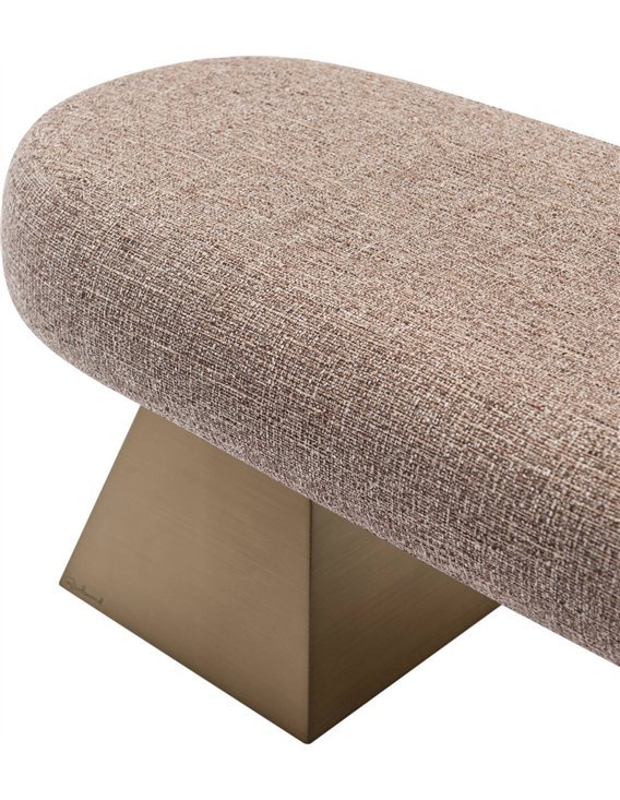 Détail du tissu tweed et du piètement bronze
