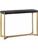 Console chic en métal doré et bois noir, vue de face et de profil