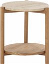 Table d’appoint ronde en bois et travertin