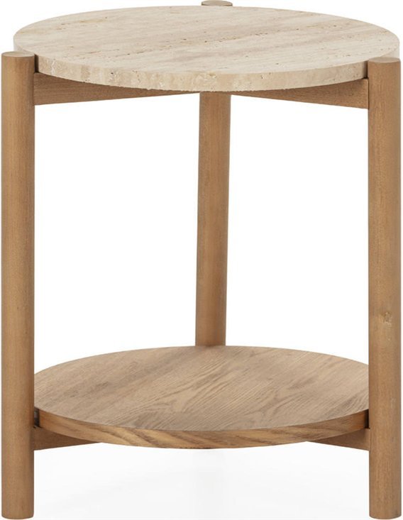 Table auxiliaire naturelle avec tablette basse