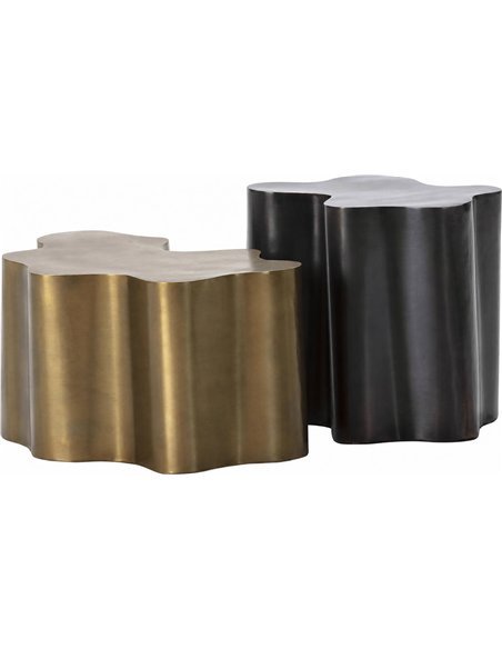 Set de 2 tables basses en métal ondulé