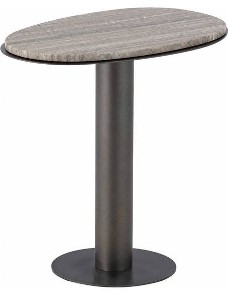 Table d’appoint en marbre et métal gris
