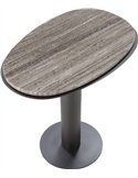 Petite table grise au piètement métal