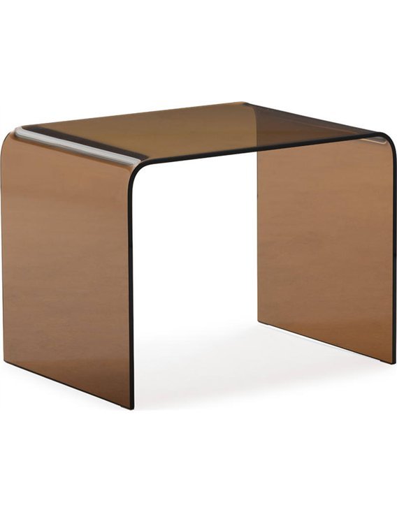 Table auxiliaire design en verre courbé