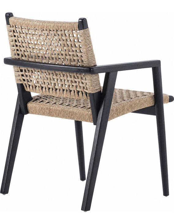 Chaise en teck et fibre tressée