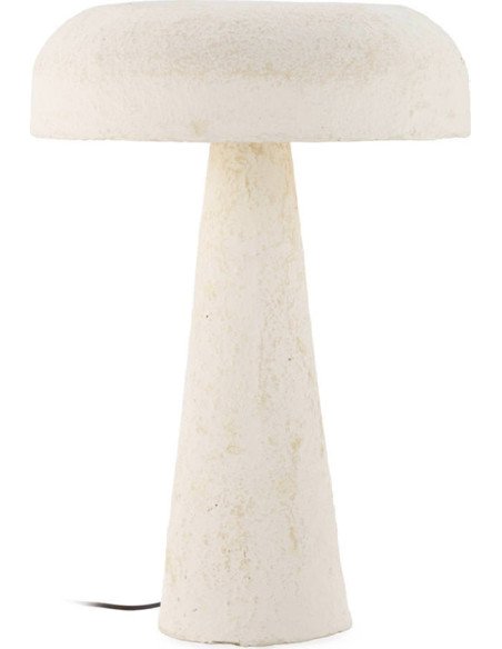 Lampe de table en papier mâché beige vieilli