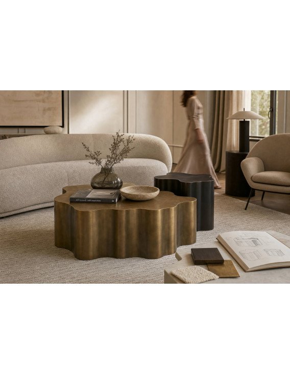 Set de 2 tables basses ondulées en métal