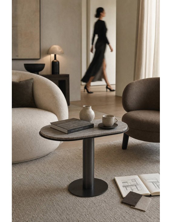 Table d’appoint marbre et métal contemporaine