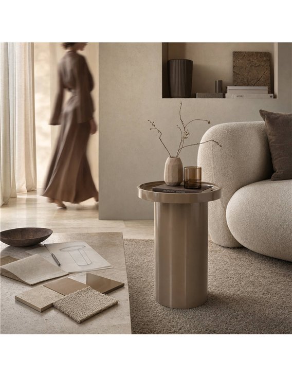 Table d’appoint ronde moka brillant