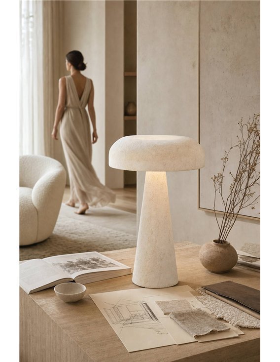 Lampe de table sculpturale en papier mâché