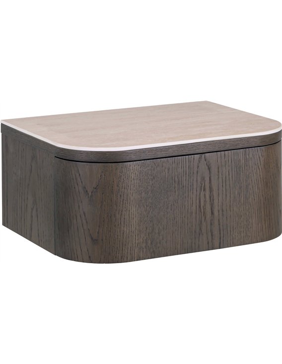 Table de chevet ronde effet bois marron