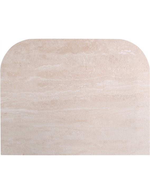 Table de chevet ronde effet bois et travertin