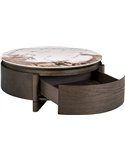 Table basse ronde avec plateau effet marbre