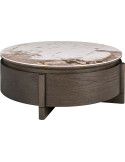 Table basse en bois brun avec tiroir intégré