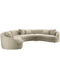 Canapé d'angle arrondi en tissu crème beige vu de face