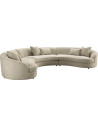 Canapé d'angle arrondi en tissu crème beige vu de face