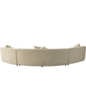 Canapé d'angle arrondi en tissu beige vu de dos