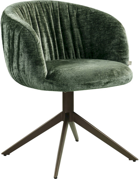 Chaise pivotante avec dossier enveloppant en tissu chenille