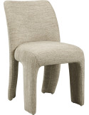 Chaise de salle à manger en tissu beige vue de face