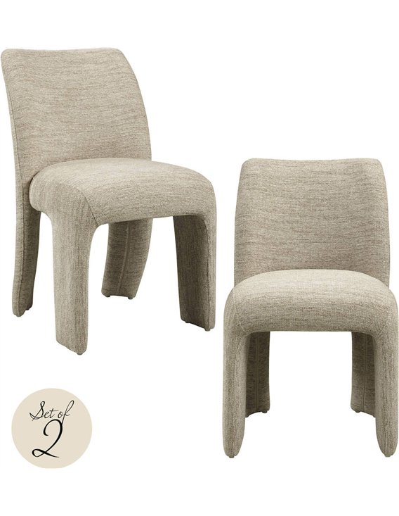 Chaise de salle à manger beige en tissu