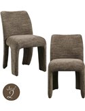 Chaise de salle à manger marron en tissu texturé