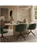 Chaise de salle à manger pivotante en chenille verte