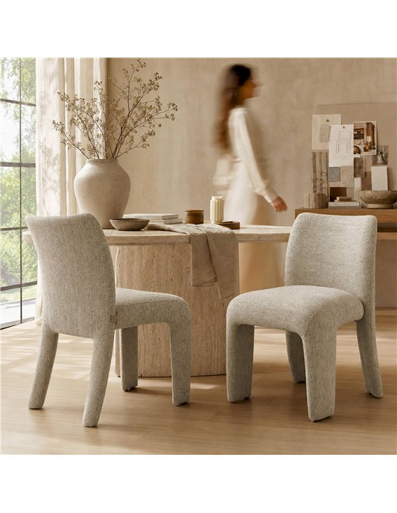 Chaise de salle à manger beige en tissu