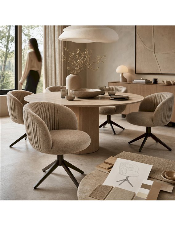 Chaise de salle à manger pivotante sable