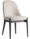 Chaise contemporaine beige et bois noir, vue de trois quarts