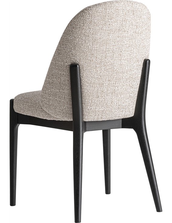Chaise contemporaine beige et bois noir, vue de dos