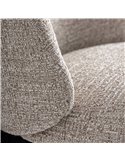 Détail du tissu bouclette beige du dossier et de l'assise
