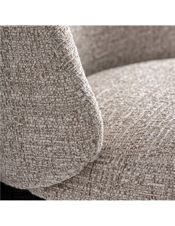 Détail du tissu bouclette beige du dossier et de l'assise