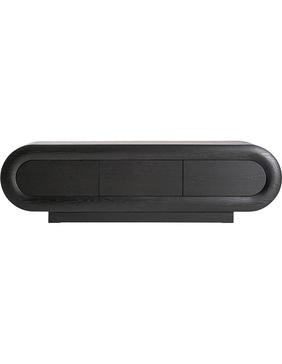 meuble tv noir en chêne vue de face