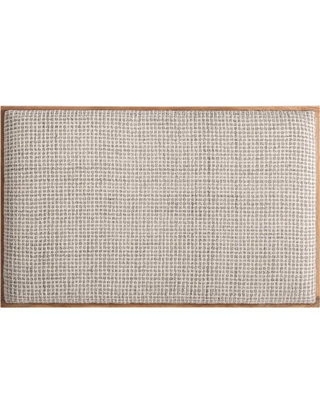 Tête de lit en laine beige et bois de manguier