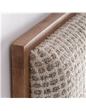 Tête de lit beige avec cadre en bois marron