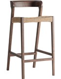 Lot de 2 tabourets de bar en chêne et fibre naturelle, vue de trois quarts