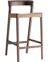 Lot de 2 tabourets de bar en chêne et fibre naturelle, vue de trois quarts