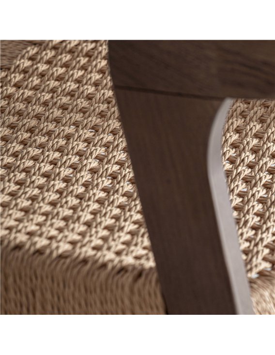 Détail de l'assemblage du cadre sous l'assise, avec le tressage de fibre